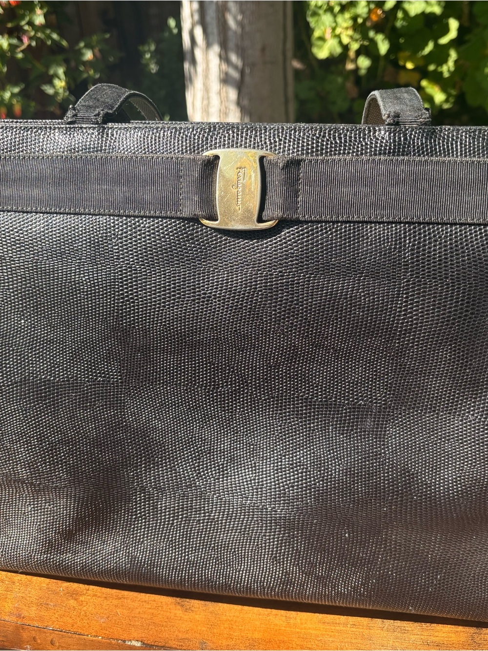 Salvatore Ferragamo Black women’s  Tote with Gold Gancini Accent